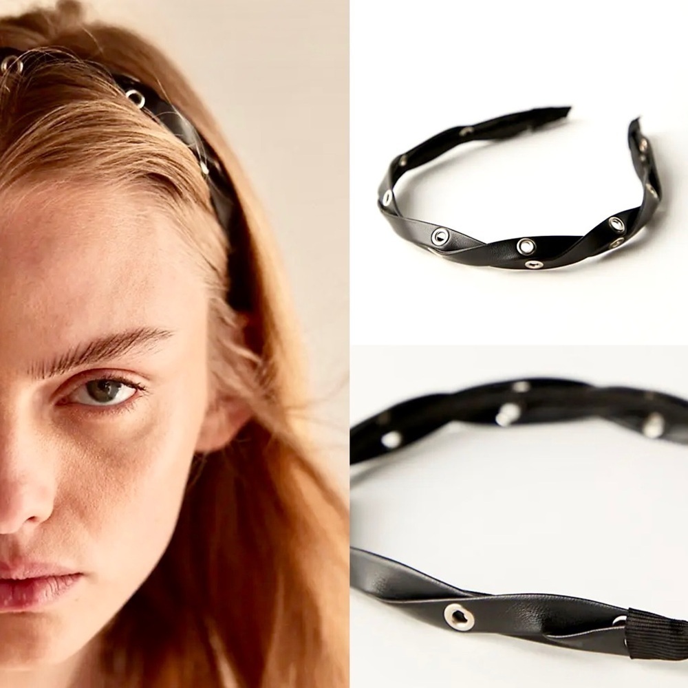 Free People Carmine Black Riveted Headband